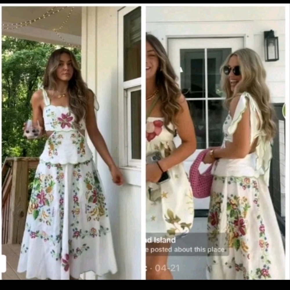 Farm Rio Tropical Romance Off White Maxi Dress - Picture 8 of 9